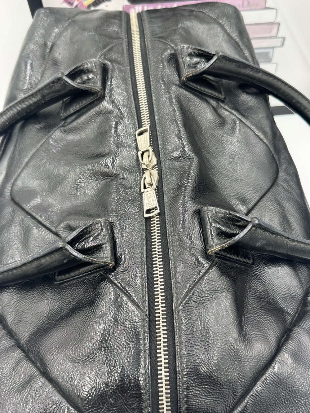 Yves Saint Laurent East Boston Black Patent Leather Satchel - COA - Picture 4 of 16